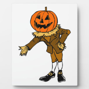 HALLOWEWEEN PUMPKIN HEAD SCARECROW PILGRIM FOTOPLATTE