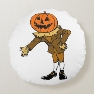 HALLOWEWEEN PUMPKIN HEAD SCARECROW PILGRIM RUNDES KISSEN