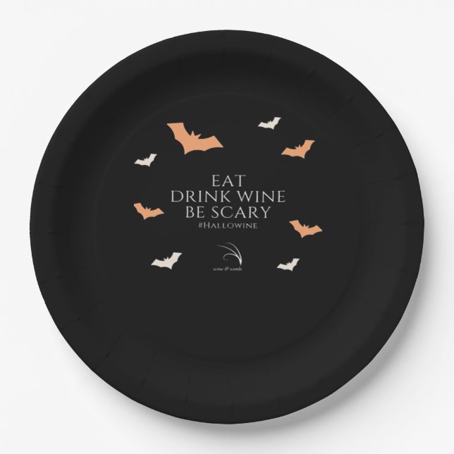 Hallowine Halloween Quote Eat Drink Pappteller (Vorderseite)