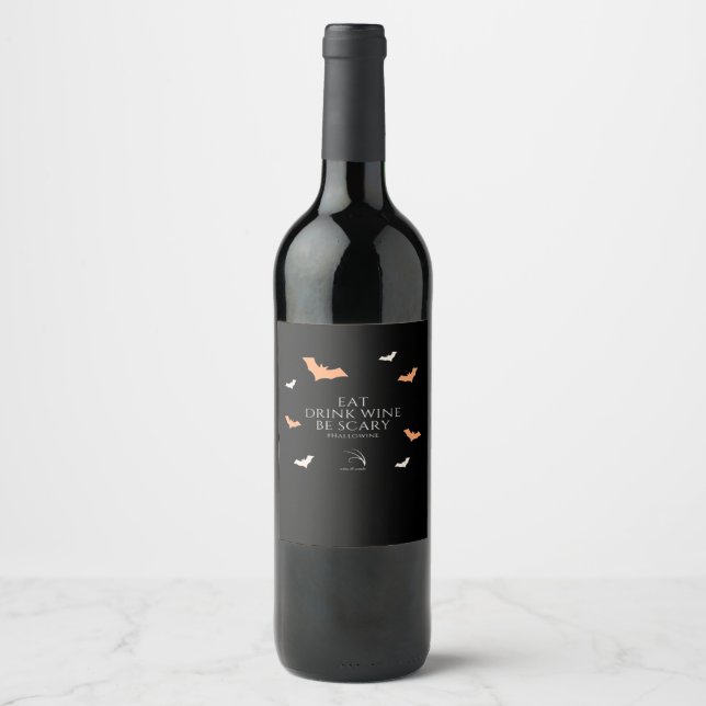 Hallowine Halloween Quote Eat Drink Weinetikett (Vorderseite)
