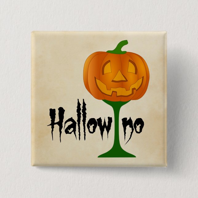 Hallowino Pumpkin Wine Glass Halloween Button (Vorderseite)