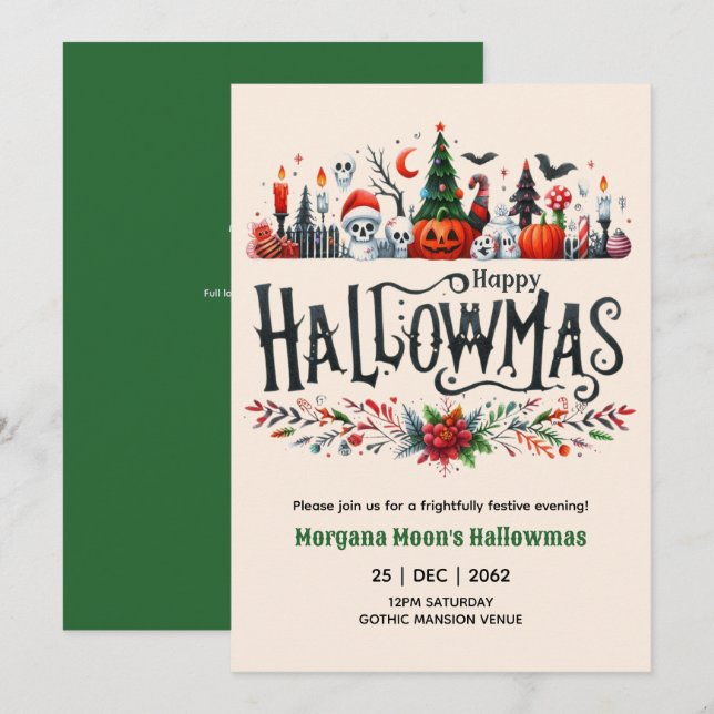 Hallowmas Invitations Noël avec thème Éffrayant (Devant / Derrière)