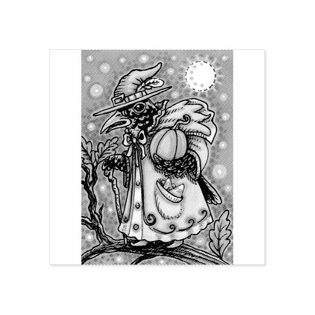HALLOWS EVE BLACKBIRD WIZARD, HALLOWEEN RAVEN GUMMISTEMPEL (Prägung)