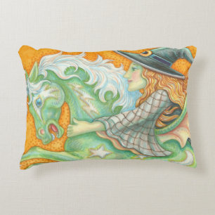 HALLOWS EVE WITCH UND HORSE ACCENT PILLOW DEKOKISSEN