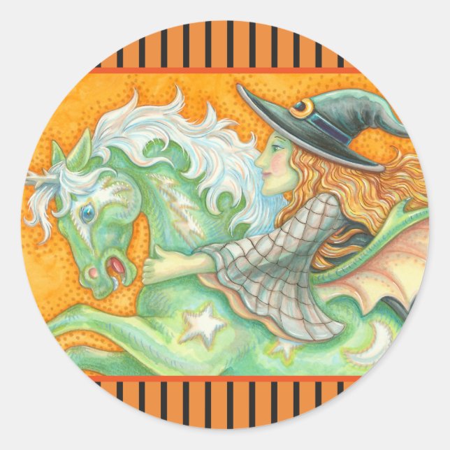 HALLOWS EVE WITCH UND HORSE STICKERS RUNDLAGE (Vorderseite)