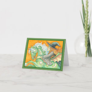 HALLOWS EVE WITCH UND PORT NOTE CARD Blank, grün Karte