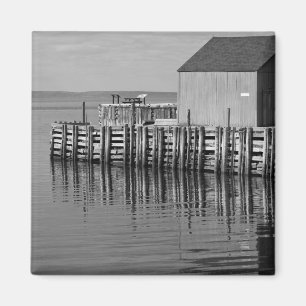 Hall's Harbour Wharf (B&W) Magnet