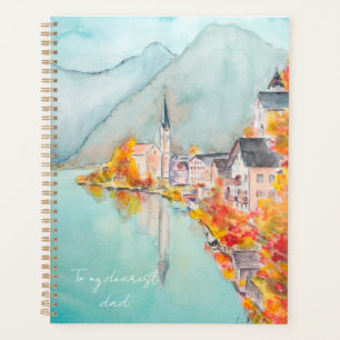 Hallstatt in der Herbstwasserfarbe handgemalt Planer