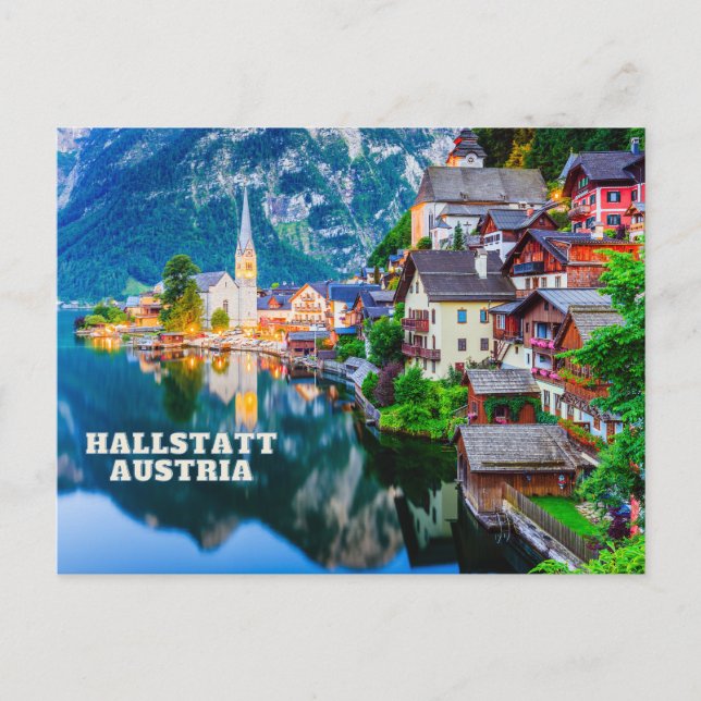 Hallstatt, Österreich Bergsee-Sicht Postkarte (Vorderseite)