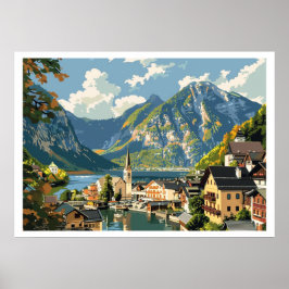 Hallstatt, Österreich Vintag Poster
