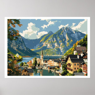Hallstatt, Österreich Vintag Poster
