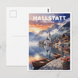 Hallstatt Österreich Vintage Reise Postkarte