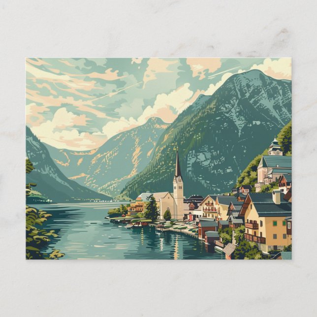 Hallstatt, Österreich Vintage Travel Postkarte (Vorderseite)