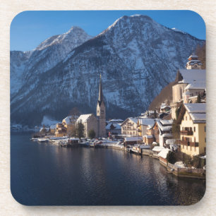 Hallstatt Stadt im Winter im Schnee Getränkeuntersetzer