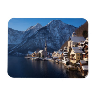 Hallstatt Stadt im Winter im Schnee Magnet