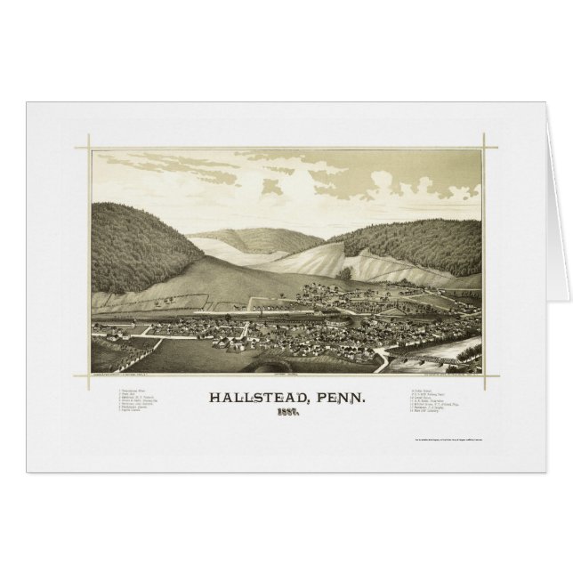 Hallstead, panoramische Karte PAs - 1887 (Vorderseite (Horizontal))