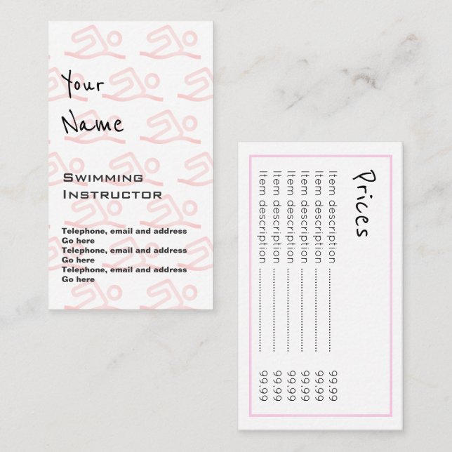 "Hallt" Schwimmen-Lehrer-Preis-Karten wider Visitenkarte (Vorne/Hinten)