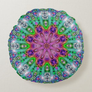 Halluzinogen-Sonnenwende-Mandala-rundes Kissen