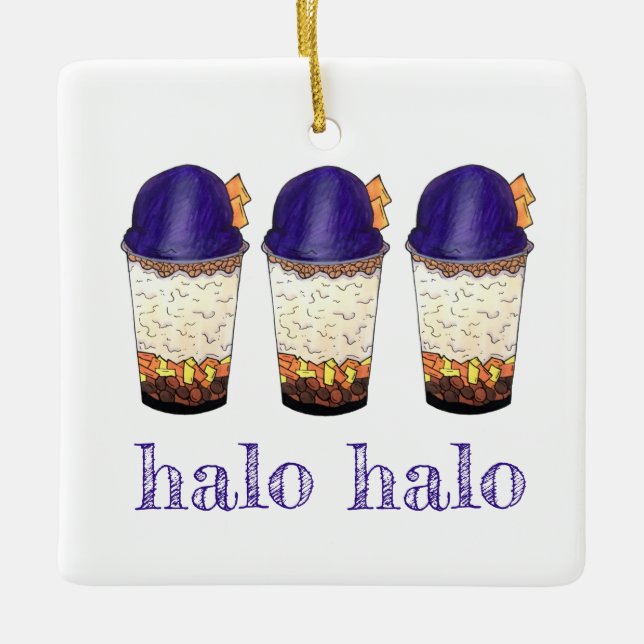 Halo-Halo (Haluhalo) Filipino Hawaiianisches Shave Keramikornament (Vorderseite)