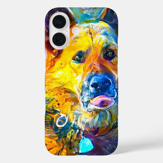 Halo: Portrait eines deutschen Hirten iPhone 16 Hülle (Rückseite)