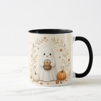 Haloween Tasse Geist Herbstblätter