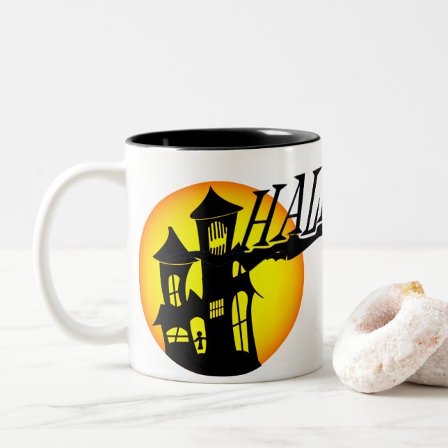 Haloween-Tasse Zweifarbige Tasse (Mit Donut)
