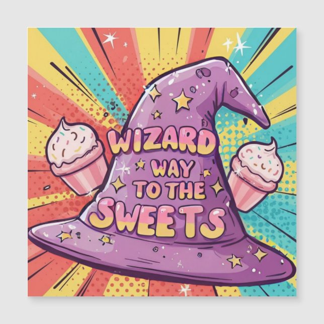 Haloween Wizard Weg zu den Süßigkeiten Magnetkarte (Vorderseite)