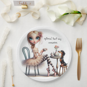 Hals-Wide Mit Augen Primitive Girl mit Hund Pappteller