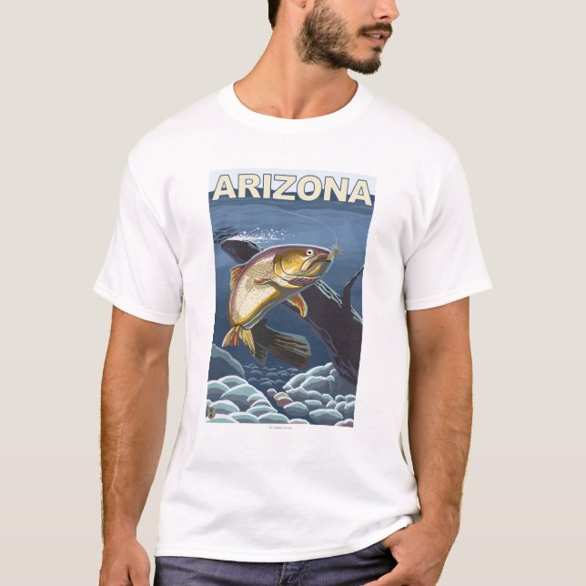 Halsabschneiderische Forelle FishingArizona T-Shirt (Vorderseite)
