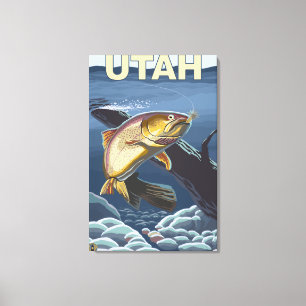 Halsabschneiderische Forelle FishingUtah Leinwanddruck