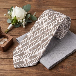 Halsbinde mit Taupe-Beige-Braun-Weiß-Streifen Kuns Krawatte