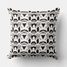 Hälsingemönster - Pillow - Schablon Leaves Black Kissen