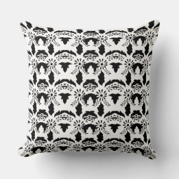 Hälsingemönster - Pillow - Schablon Leaves Black Kissen