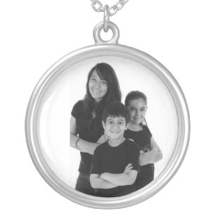 Halsketten-addieren silberne Familien-Kinder Foto Versilberte Kette