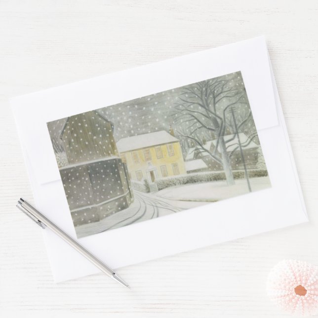 Halstead Road in Snow (von Eric Ravilious) Rechteckiger Aufkleber (Umschlag)