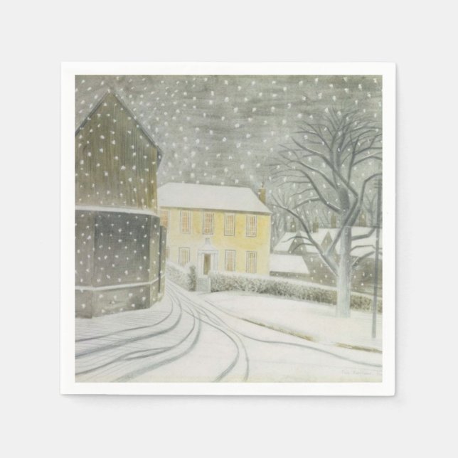 Halstead Road in Snow (von Eric Ravilious) Serviette (Vorderseite)
