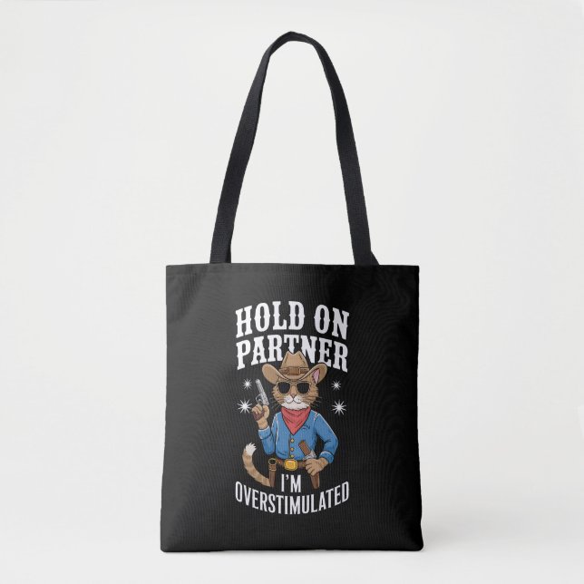 Halt auf Partner Ich bin überstimulierter Retro-We Tasche (Vorderseite)