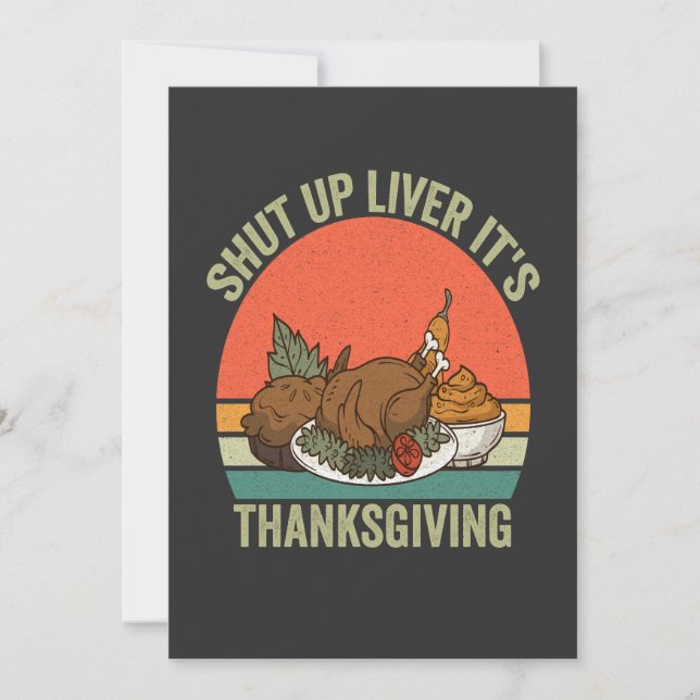 Halt die Leber! Es ist Erntedank Funny Turkey Retr Einladung (Vorderseite)
