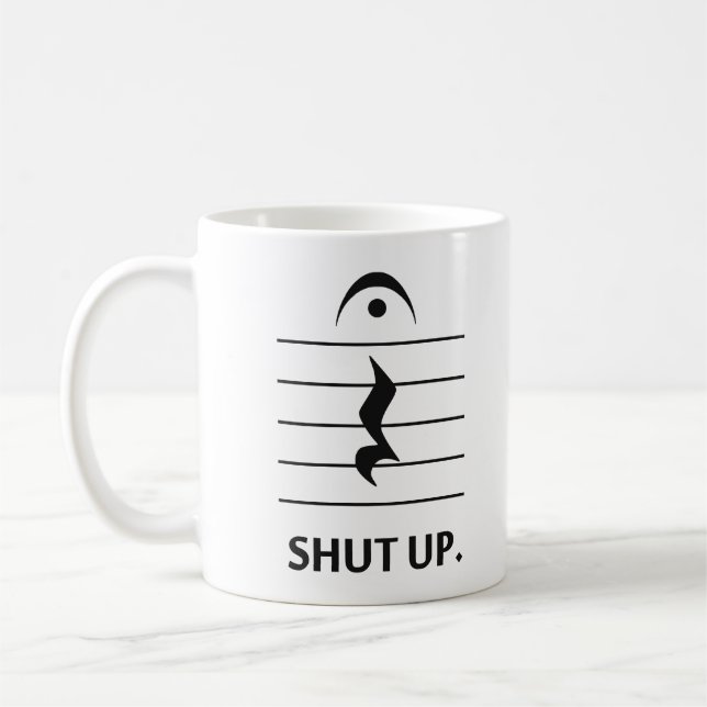 Halt die Schnauze durch Musik-Anmerkung Kaffeetasse (Links)