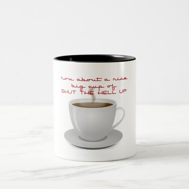 Halt die Schnauze Zweifarbige Tasse (Mittel)