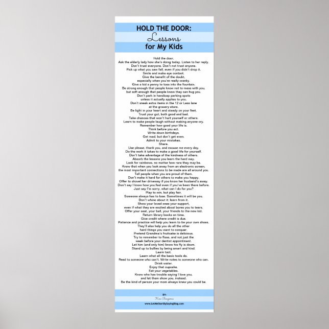 Halt die Tür: Lektionen für meine Kinder - POSTER (Vorne)