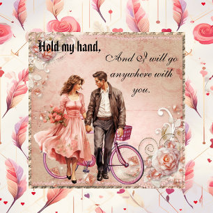 Halt meine Hand Romantisches Valentinstag-Paar-Fot Feiertagskarte