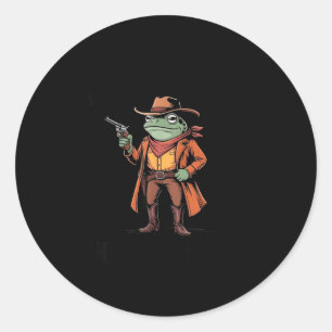 Halt Partner Ich Bin Überstimuliert Frosch Cowboy Runder Aufkleber