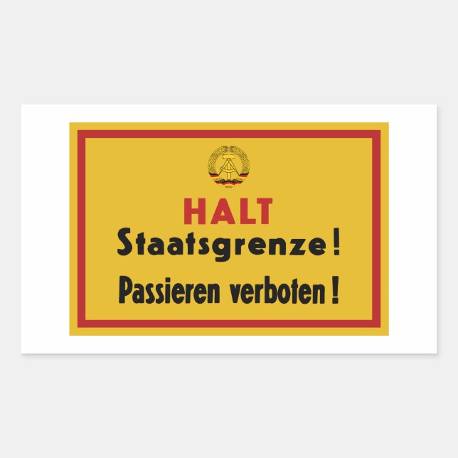 Halt Staatsgrenze! Berliner Mauer, deutsches Zeich Rechteckiger Aufkleber (Vorderseite)