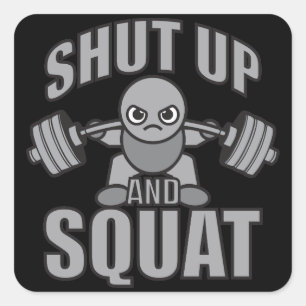 Halt und Squat - Niedlicher Kawaii-Weightlifter Quadratischer Aufkleber