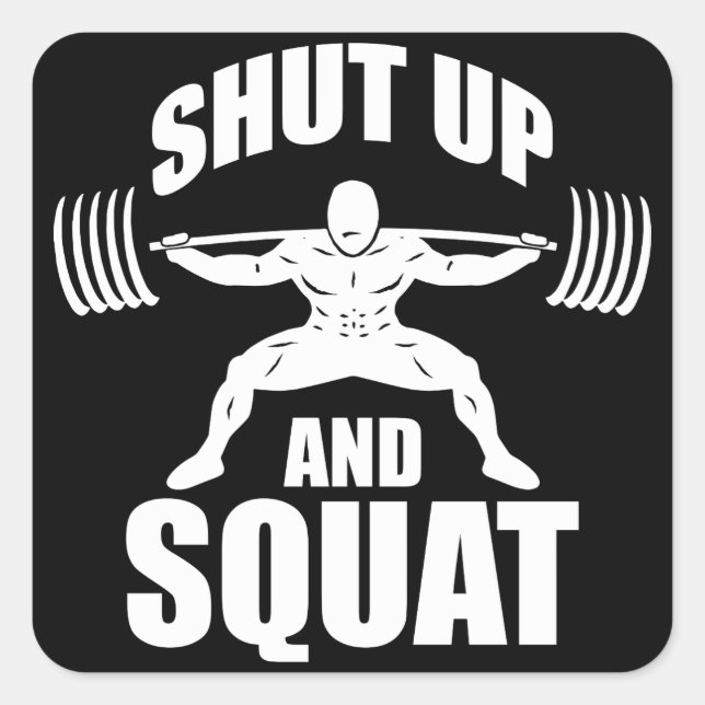Halt und Squat - Workout Motivierend Quadratischer Aufkleber (Vorderseite)