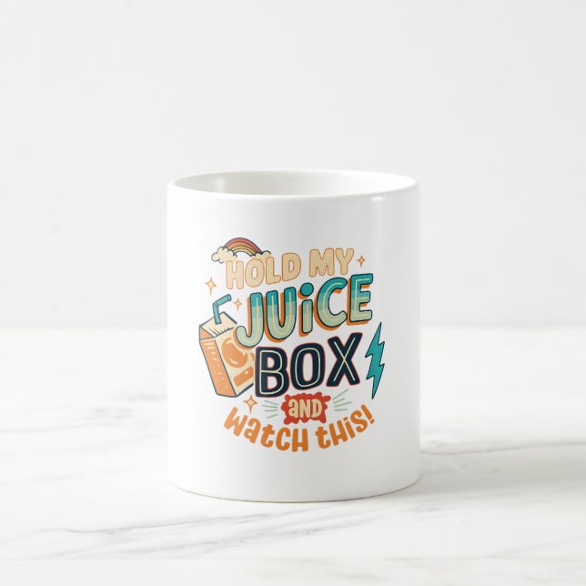 halte meinen Saftkarton und schau dir das an Kaffeetasse (Mittel)