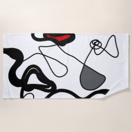 Haltemuster: Abstrakt schwarz, weiß, grau und rot Strandtuch