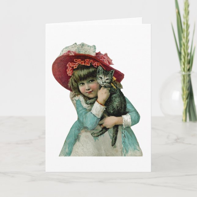 Halten eines Weihnachtskätzchens Feiertagskarte (Vorderseite)