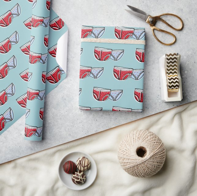 Halten Sie an das Wrapping Paper von Santa Underwe Geschenkpapier (Kunsthandwerk)